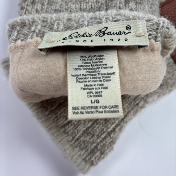 Eddie Bauer Wool Gloves Mens Large Deerskin Leather Grips Insulated - Picture 5 of 7